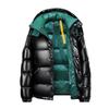 Mens Short Down Jacket Winter Warm Hooded Glossy Puffer Coat Men