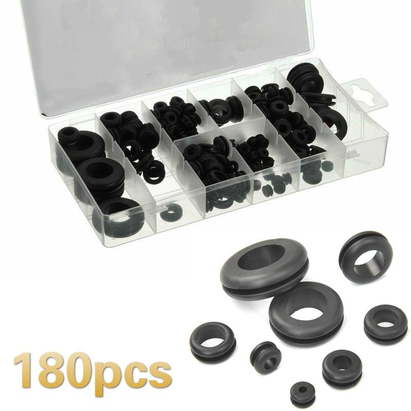 100/180/200pcs Rubber Grommet Assortment Set Harness Grommet Electrical Wire Gasket NEW