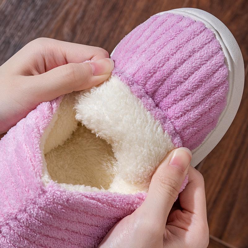 Cotton slippers women's winter home indoor home home warm non-slip thick bottom couple new wool slippers men's winter