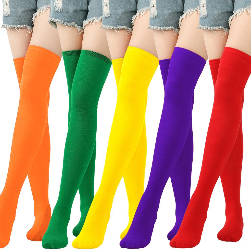 Colorful Costume Christmas Knitted Over The Knee Stockings Decoration Fashion