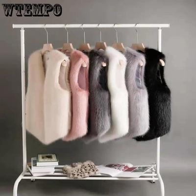 Fur Vest Women Short Outerwear Autumn Winter Imitation Rabbit Fur Vest Female Fashion Warm Plush Waistcoat Ladies Jacket