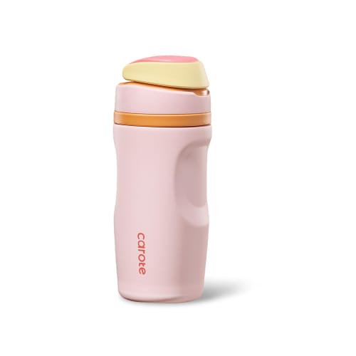 CAROTE 480ml Vakuumisolierte Edelstahl-Thermosflasche mit Strohhalm, Isolierter Strohhalm für ein verstecktes, unauffälliges Trinken, Griff, Integrierter Deckel für einfaches Cle