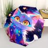 1 Stück Kosmische Katzenreise Automatisches Öffnen und Schließen Faltbar - Eine Gute Wahl für Geschenke, Modischer und Praktischer Regenschirm Mit Niedlichem Cartoon-Charak