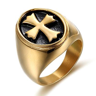 Titanium Stainless Steel Cross Rings for Men Gold Filled Finger Bands Jewelry Masculine Accessories Trendy
