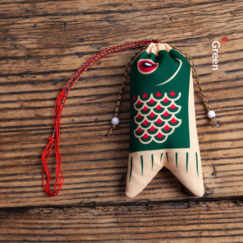 Koi Carp Blessing Bag Pendant Hanfu Decoration Graduation Gift Lucky Pouch Sachet Jewelry Bags Koi Carp Blessing Bag Coin Purse green