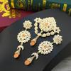 Elegancki pomarańczowy kryształ kobiety zestaw broszek arabska biżuteria ślubna dla panny młodej hidżab Pin okrągły kwiat broszka Bijoux