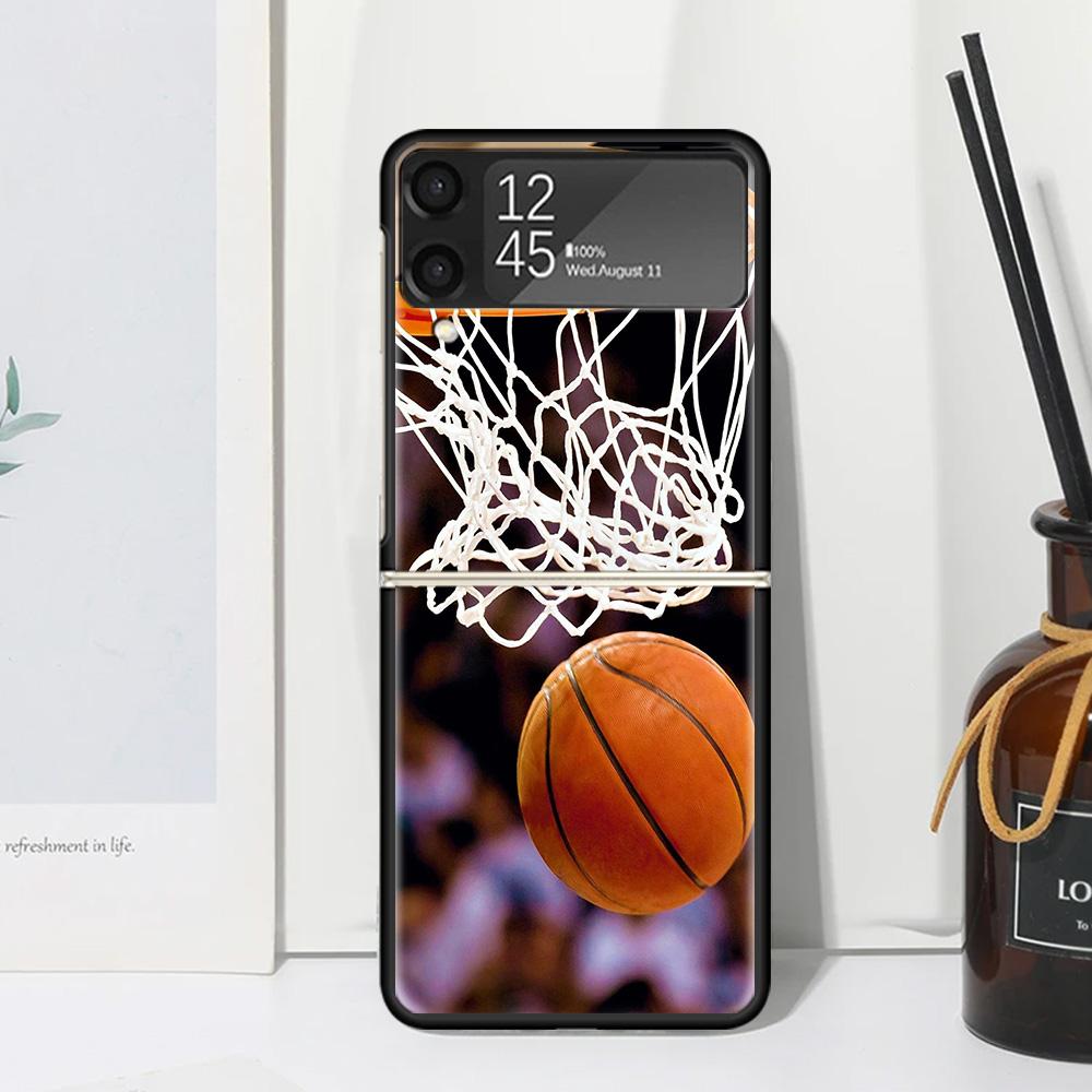 Basketball Basket Sports Phone Case For Samsung Galaxy Z Flip 7 Flip7 Zflip 6 Flip6 5 Flip5 4 Flip4 3 Flip3 5G Fundas Black Cove