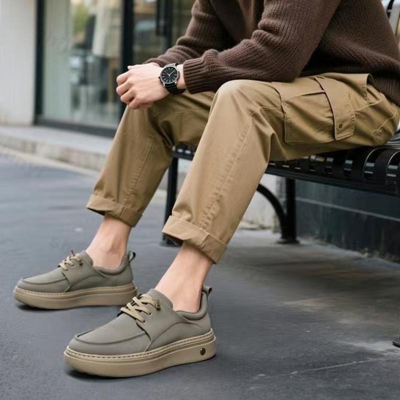 Herren Lederschuhe 2026 Frühjahrsmode Business Casual Schuhe Plateau Runde Spitze Bequem Outdoor Retro Herren Vulkanisierte Schuhe