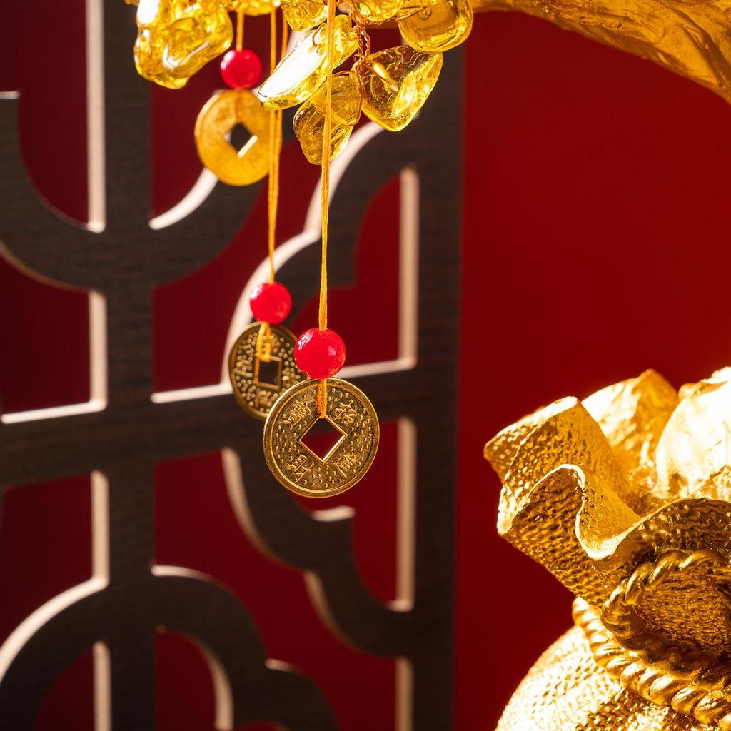 Golden Dragon and Phoenix Copper Coin: 2cm Treasure-Attracting Alloy Decor for Wealth Bowls and Living Room Enhancements.