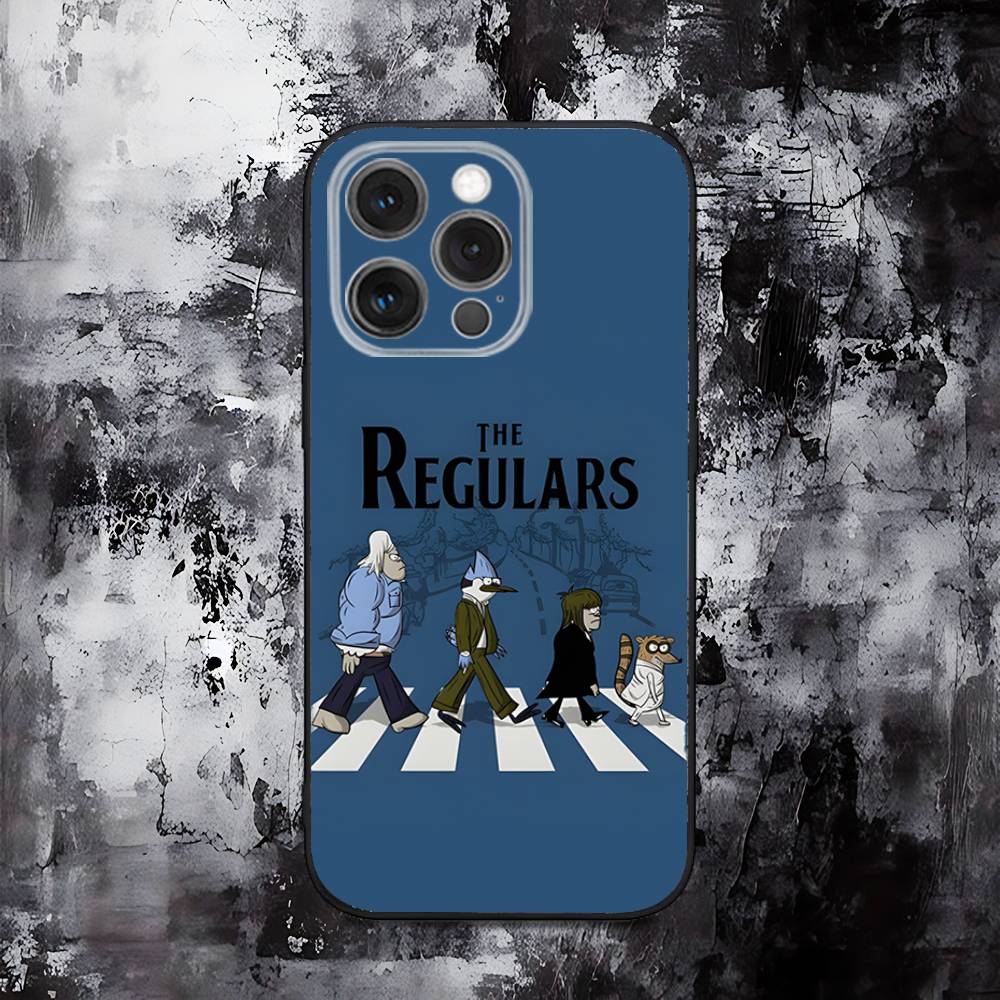 R-RegularS Cute Show Phone Case For iPhone 16,15,14,13,12,11,Pro,Max,Plus,X,XS,SE,E,Mini,Soft Silicone Black Case