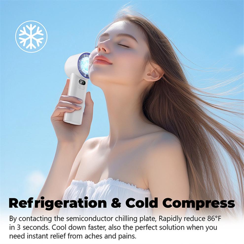 New Mini Handheld Fan Speed Portable Desktop Fans Instant Cooling with Ice Mode Rechargeable Stylish for Women