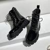 Fashion Autumn Winter Platform Leather Pearl Chain Women's Motorcycle Boots Designer Soft-soled Ladies Shoes Fashion Ankle Boots Female