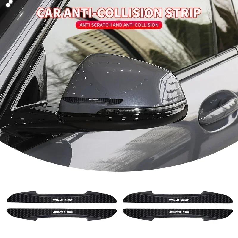 4pcs Car Logo Door Anti-Collision Protective Strip Sticker For Mercedes Benz AMG W204 W203 W205 W211 W212 W213 W201 W210 W124