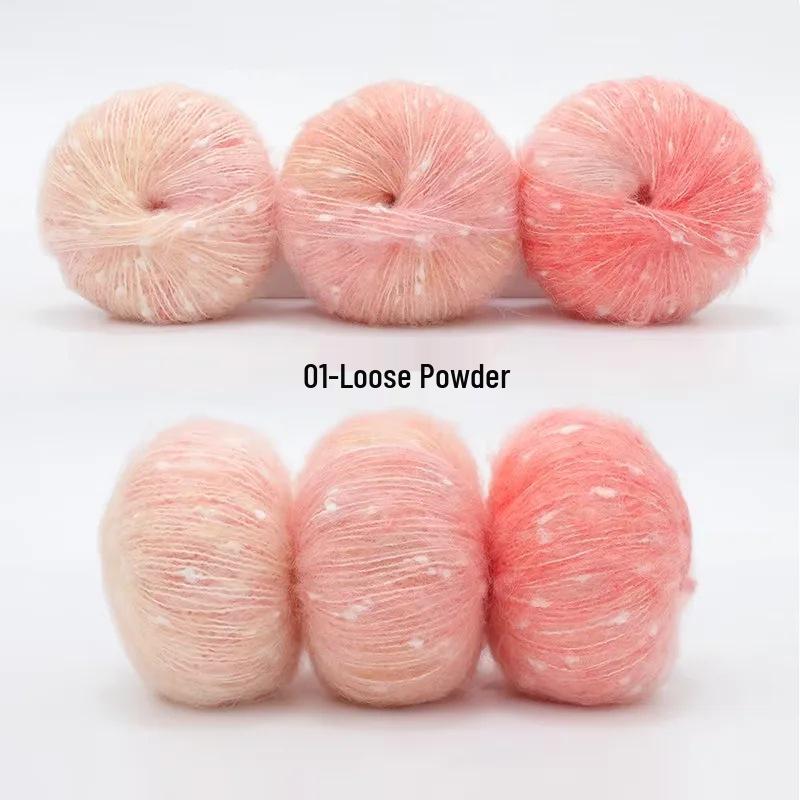 Gradient Rainbow Candy Mohair Yarn Ball: Snowflake Dot, Soft Silk Blend
