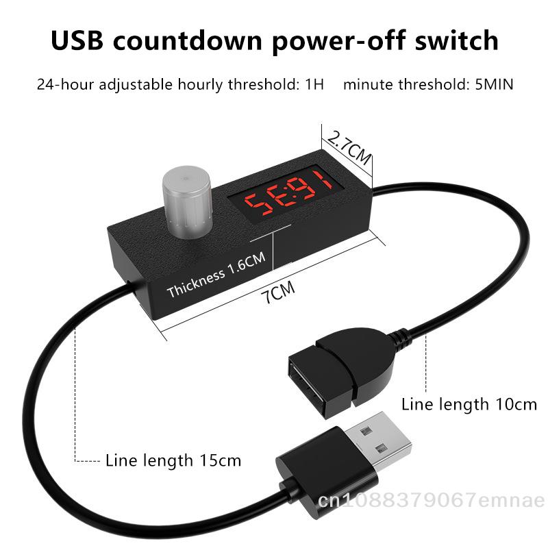 Portable 24h Automatic Shutdown Digital Countdown Timer USB Switch Cable Wire Adjustable Timer for Home And Office Use