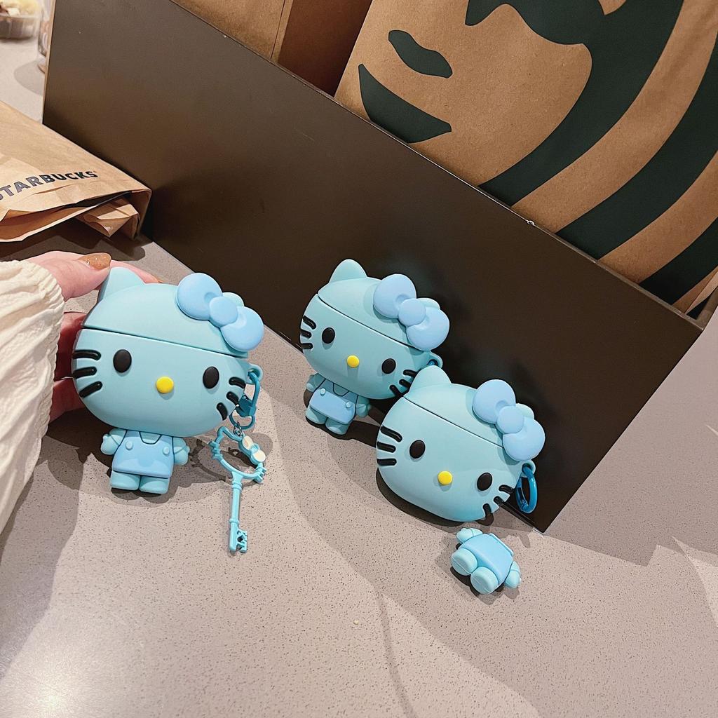 Cute blue kt cat AirPods pro apple bluetooth headset case 1/1/1 generation cartoon case for women