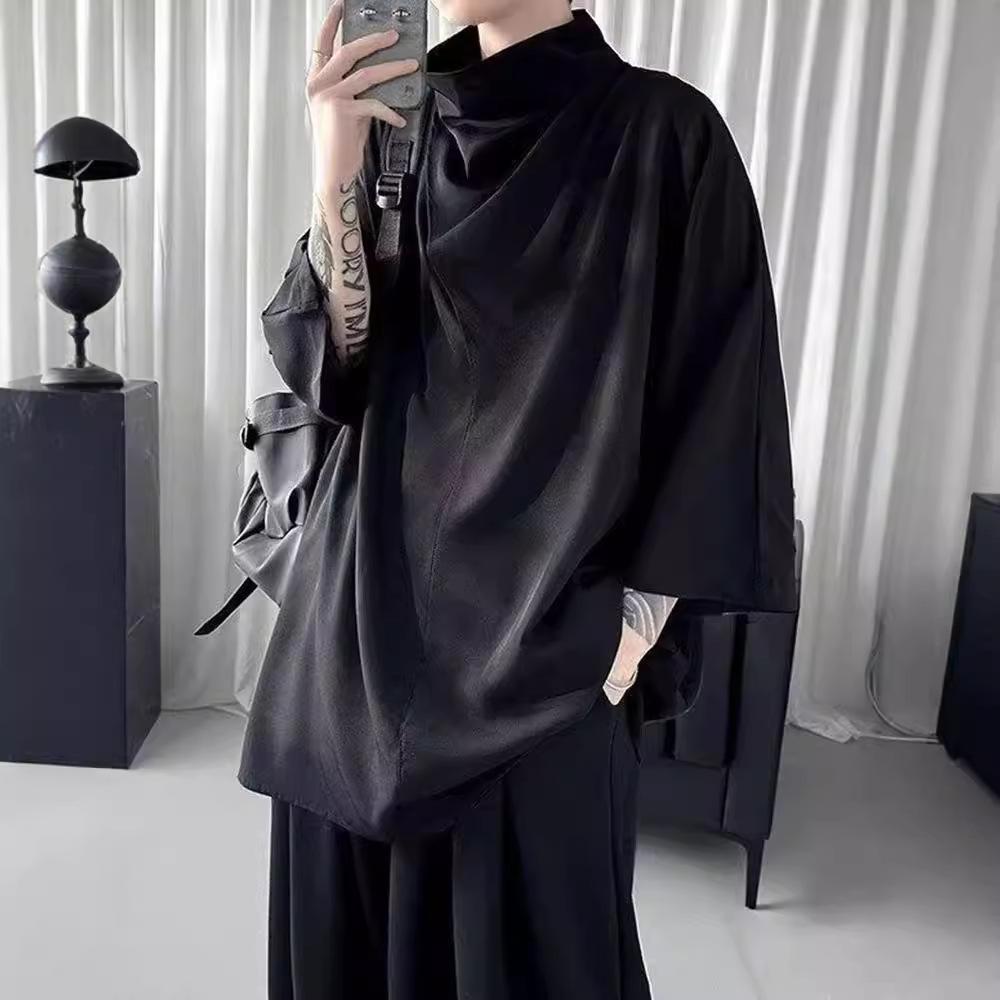 Black Harajuku Techwear Men's Clothing Stylish Gothic Punk Hip Hop Streetwear Creative Men's T Shirts Japanese Anime Clothes