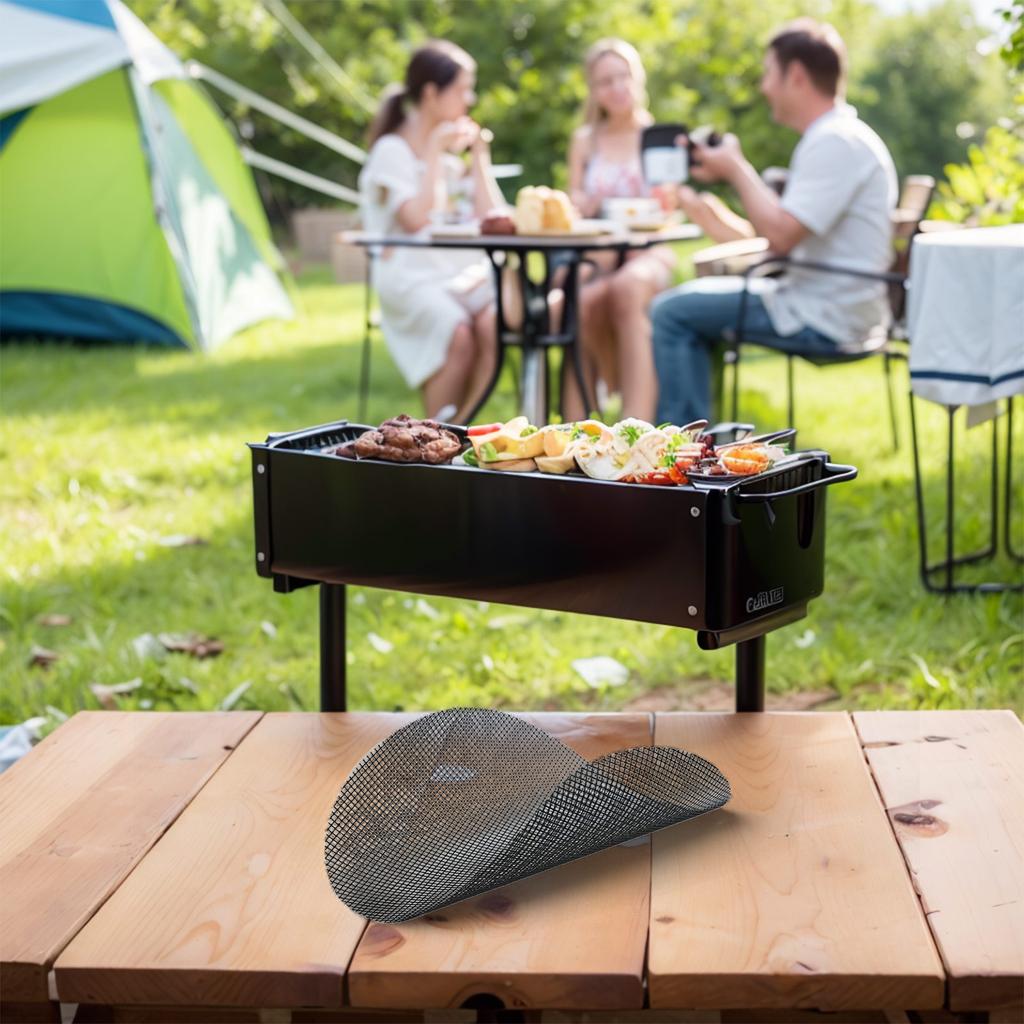 16 Inch Grill Mat Fiberglass Grill Mat BBQ Parties Outdoor Grilling Two-Piece Set Folding For Storage Heat Resistant