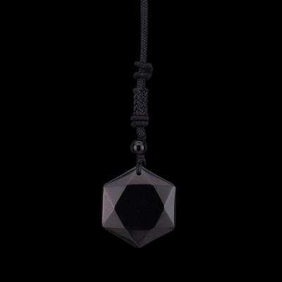 Obsidian Hexagram Kristall Anhänger Halskette für Männer & Frauen