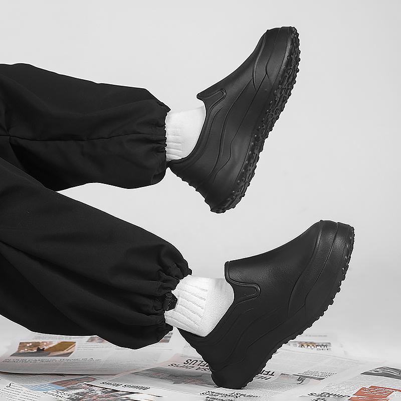 Fashion Men's Flat Bottomed EVA Indoor Kitchen Anti Slip Soft Sole Anti Oil Comfortable Work Sneakers Outdoor Waterproof Fishing Shoes