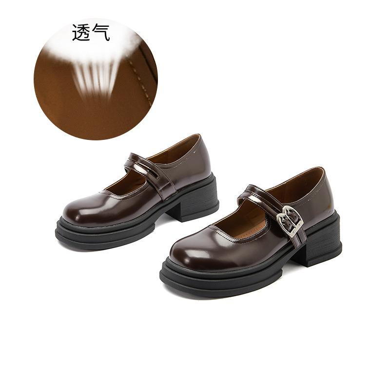 Sheepskin pad Mary Jane shoes women's spring new retro small leather shoes casual versatile platform women's shoes
