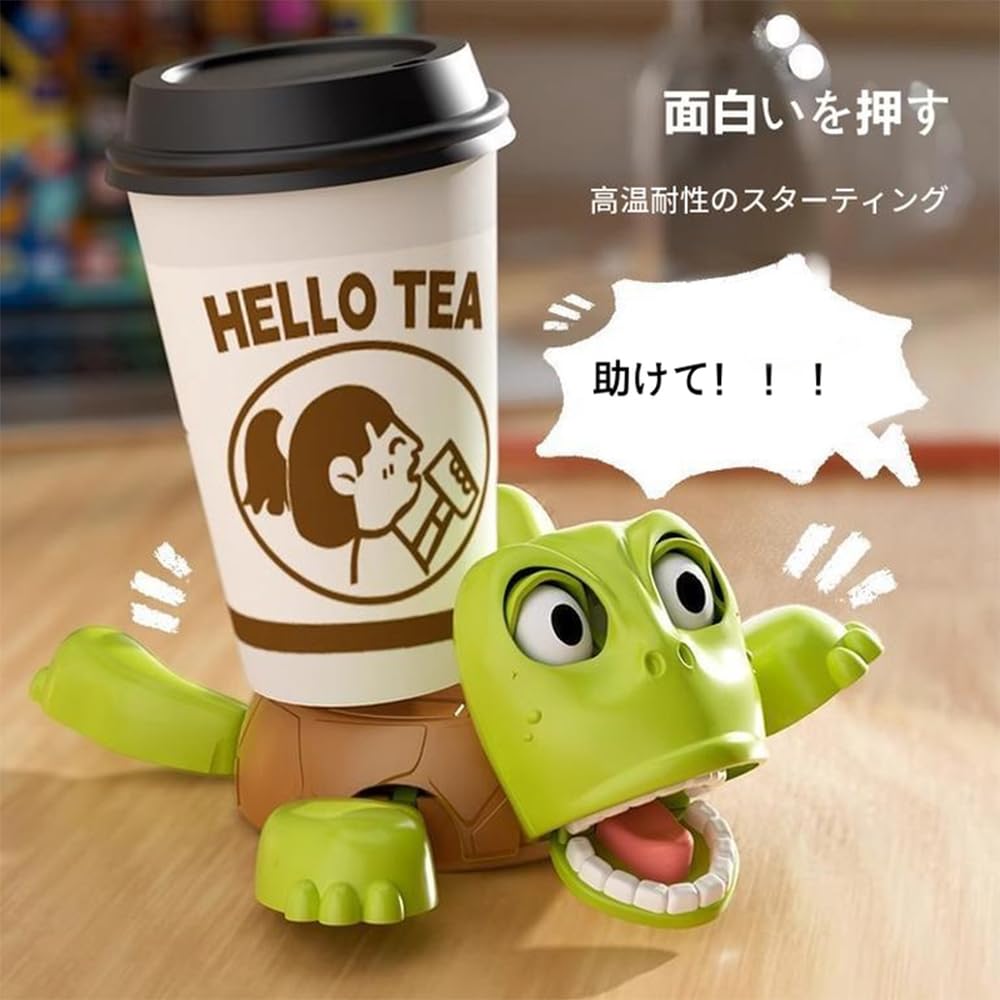 [Screaming Type] Turtle Coasters, Funny 3D Printed Animal Cup Holder, Facially Changing Open-Eyed Turtle Tea Cup Holder, Heat-Resistant, Non-Slip,