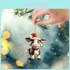 Adorable Acrylic Christmas Cow Pendant For Car Rearview Mirror Decoration
