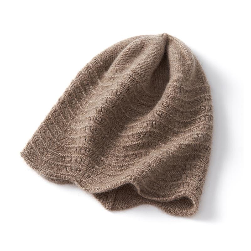 

Cashmere Autumn and Winter New Style Women s High End Solid Color Knitted Outdoor Warm Fashion Heavy Wave Casual Hat one size