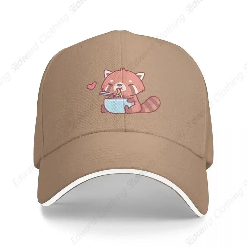 Cute Little Red Panda Eating Ramen Bucket Hat Baseball Cap Sun Hat Streetwear Designer Hat Mens Women's