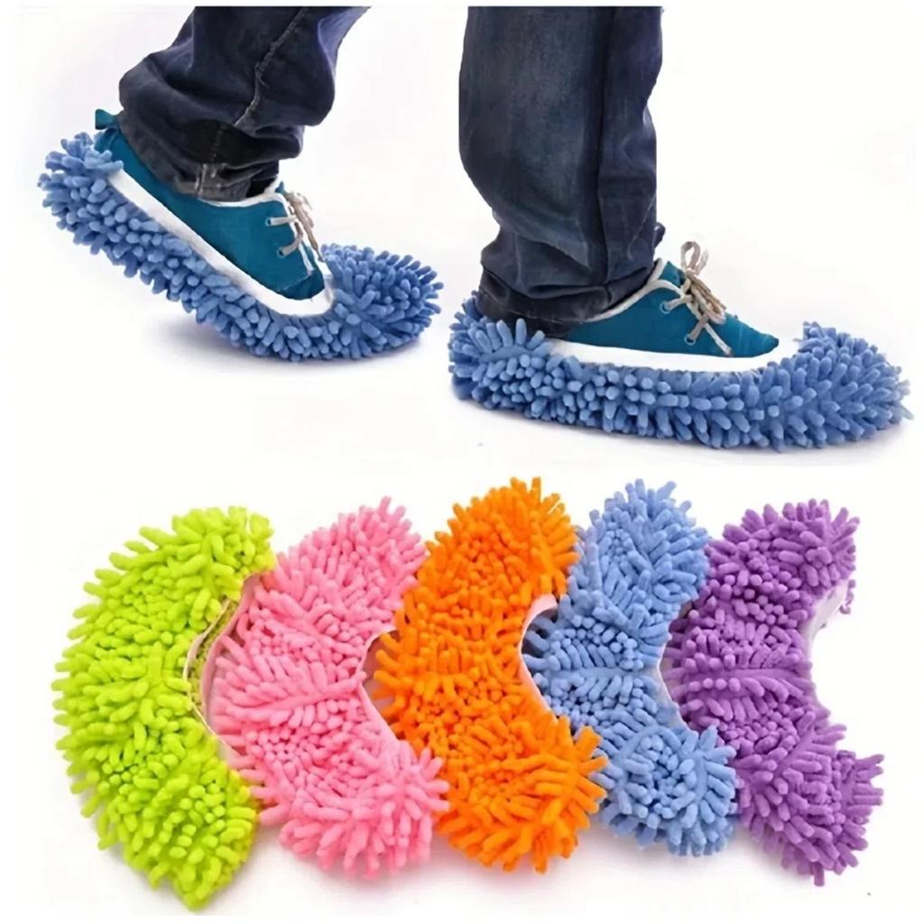 1 Pair of Washable and Reusable Microfiber Mop Slippers,Dust-Repellent and Easy-to-Clean Shoes Cover for Bathroom and Bedroom