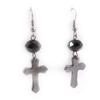 Les Trésors De Lily [J8128] - Black Gray 'Cross' Designer Earrings