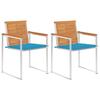 VidaXL Garden Chairs with Cushions 2 Pcs Solid Acacia and Steel