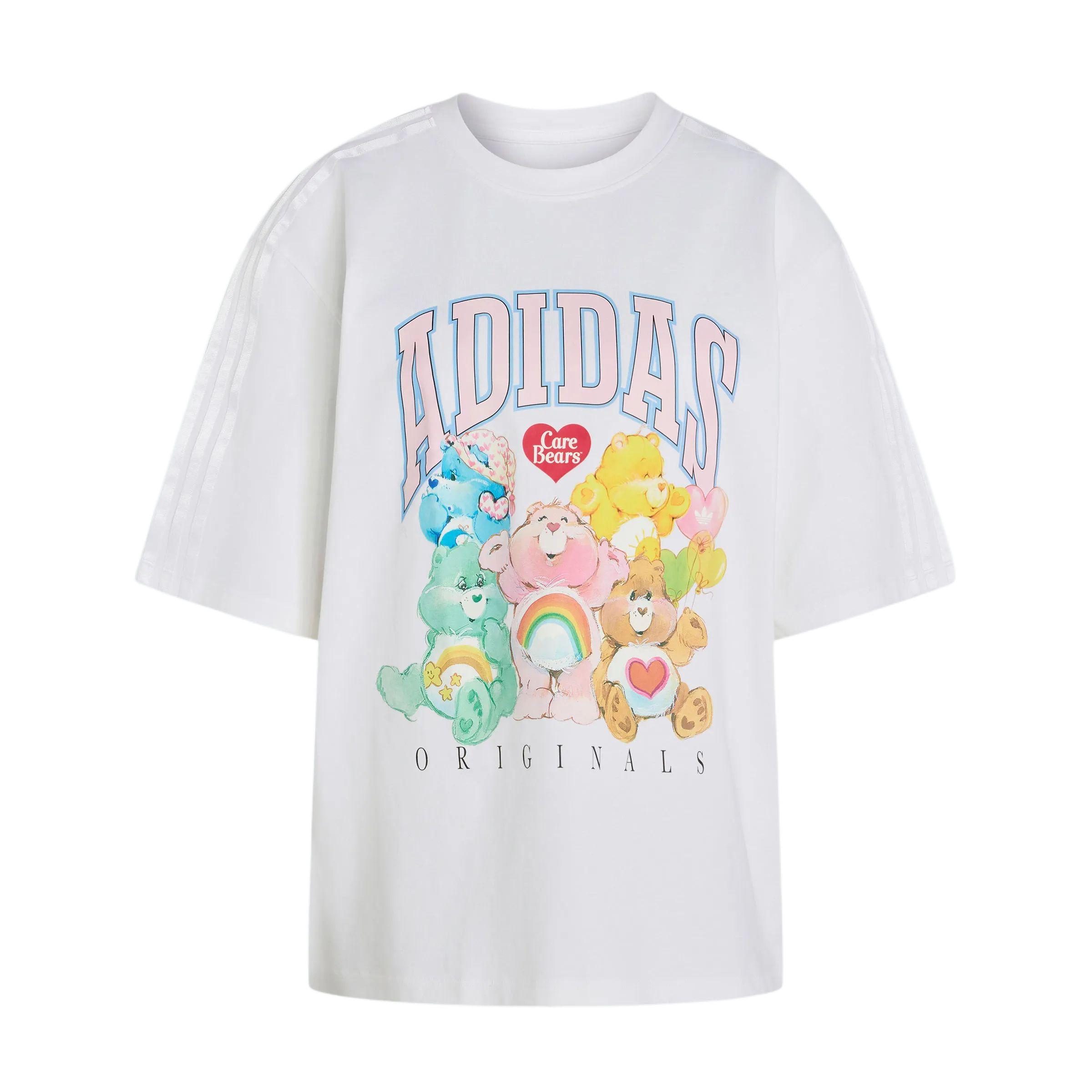 Adidas Originals X Care Bears Gestricktes Bequemes Lockeres Sport-T-Shirt mit Streifen Kurzarm Damen Oberteile KR1480 S