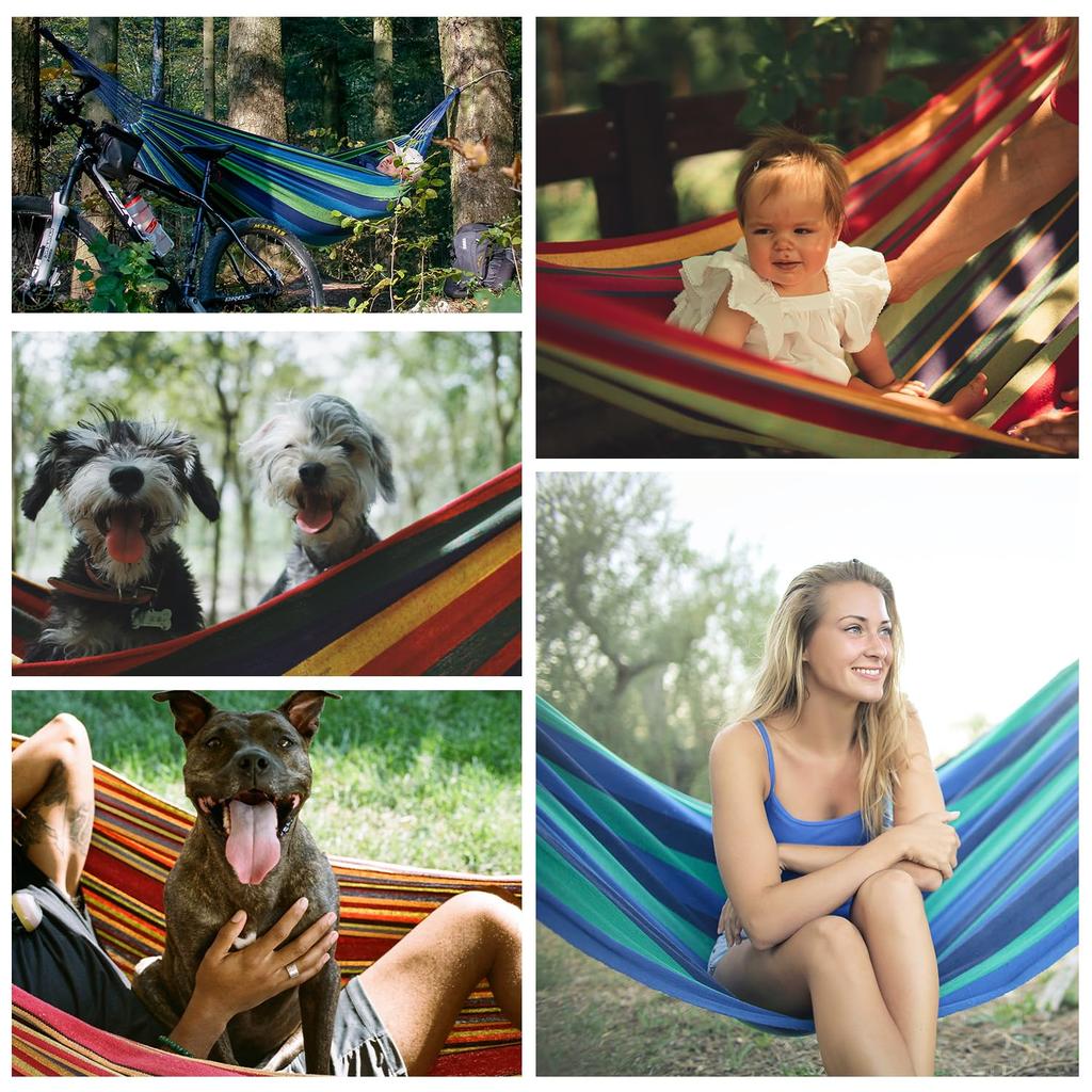 Hamac Socpuro Ușor și Compact cu Legături de Cablu pentru Persoane Camping în Aer Liber Hamac din Țesătură de Bumbac Hamac Suspendat de Interior/Exterior Tip Clasic