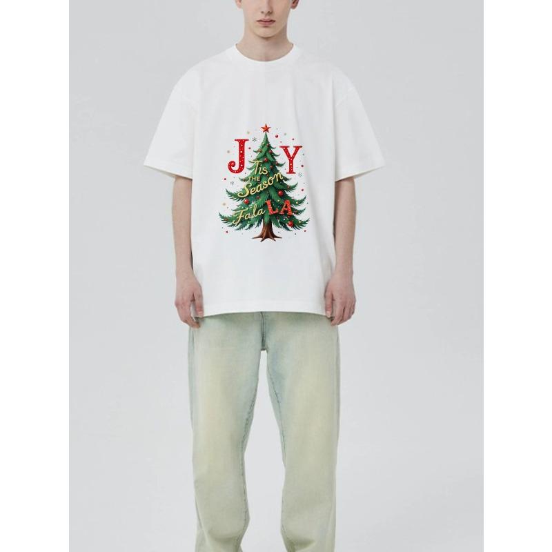 Christmas T Shirt Black Joy Tis The Season Falala Christmas Tree Print Holiday Party Wear