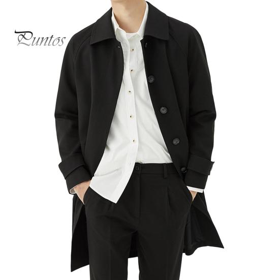 

Мужская ветровка с лацканами, длинный рукав, повседневное пальто, осень-зима, средняя длина, верхняя одежда, однотонное свободное покрой, повседневное рабочее пальто с карманами L чёрный