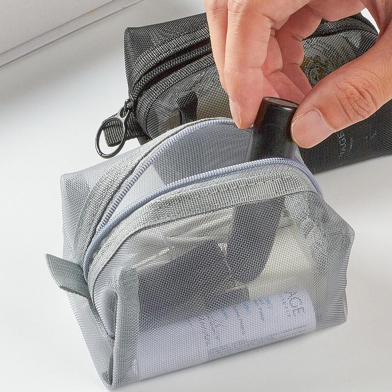 Large Capacity Key Bags Transparent Cosmetic Bag Square Mesh Storage Pouch Mini Zipper Coin Purse Small Wash Bag Stationery Case
