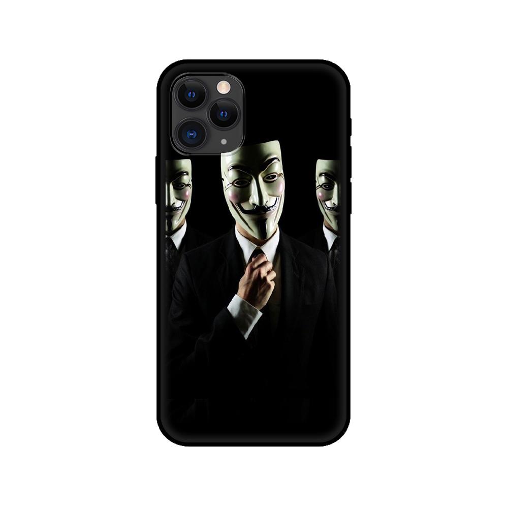 Black Tpu Case for Iphone 5 5s Se 2020 6 6s 7 8 Plus X 10 XR XS 11 12 Mini Pro MAX Back Cover Anonymous