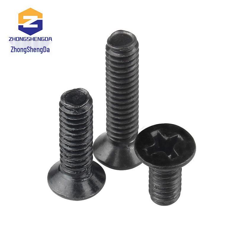 Carbon Steel Black Flat Head Phillips Countersunk Screws - Sizes M1.2, M1.4, M1.6