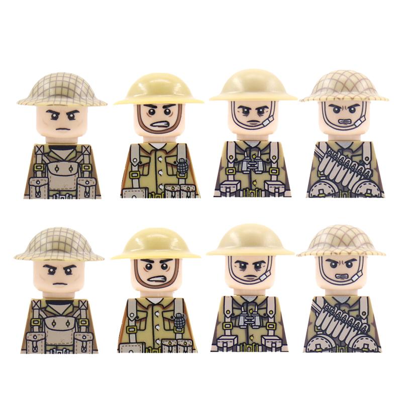 Military Soldier Building Block Figure British US Snow Camouflage Troop MP40 M1A1 Motorcycle Accessories Toys Gift Brick Z02