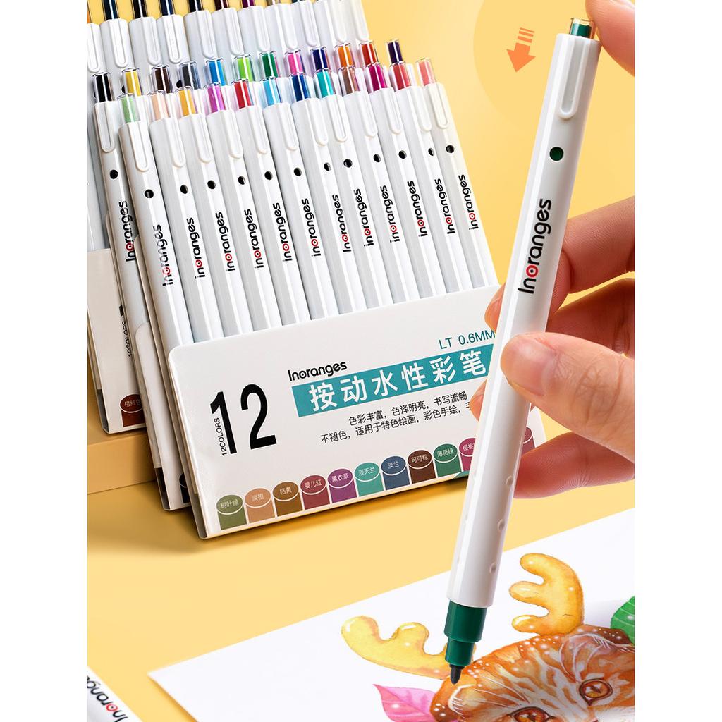 12/36 färger Klick Akvarell Penna Konst Markör Set Tvättbar Färgglad Handskrift Notera Måla Hand Konto Penna för student