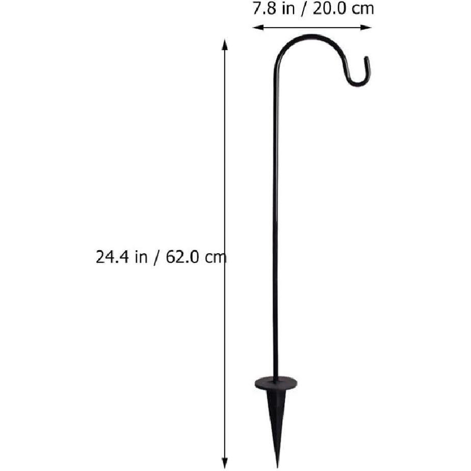 BESPORTBLE Outdoor Shepherds Hooks, 24Inch Garden Stakes In-Ground Shepherds Hook - Metal Hook for Bird Feeders,Hanging Plant