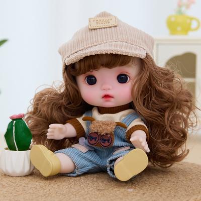 9Inch Lifelike Newborn Baby Doll Plaything Sweet Face Reborn Doll With Clothes Long Hair Baby Girl Jointed Movable Doll Birthday Present