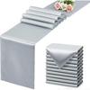 12er-Pack Silber Tischläufer 12x108 Zoll Lang, Satin Seidenähnlich Glatt Tischdekoration für Hochzeit Geburtstagsfeier