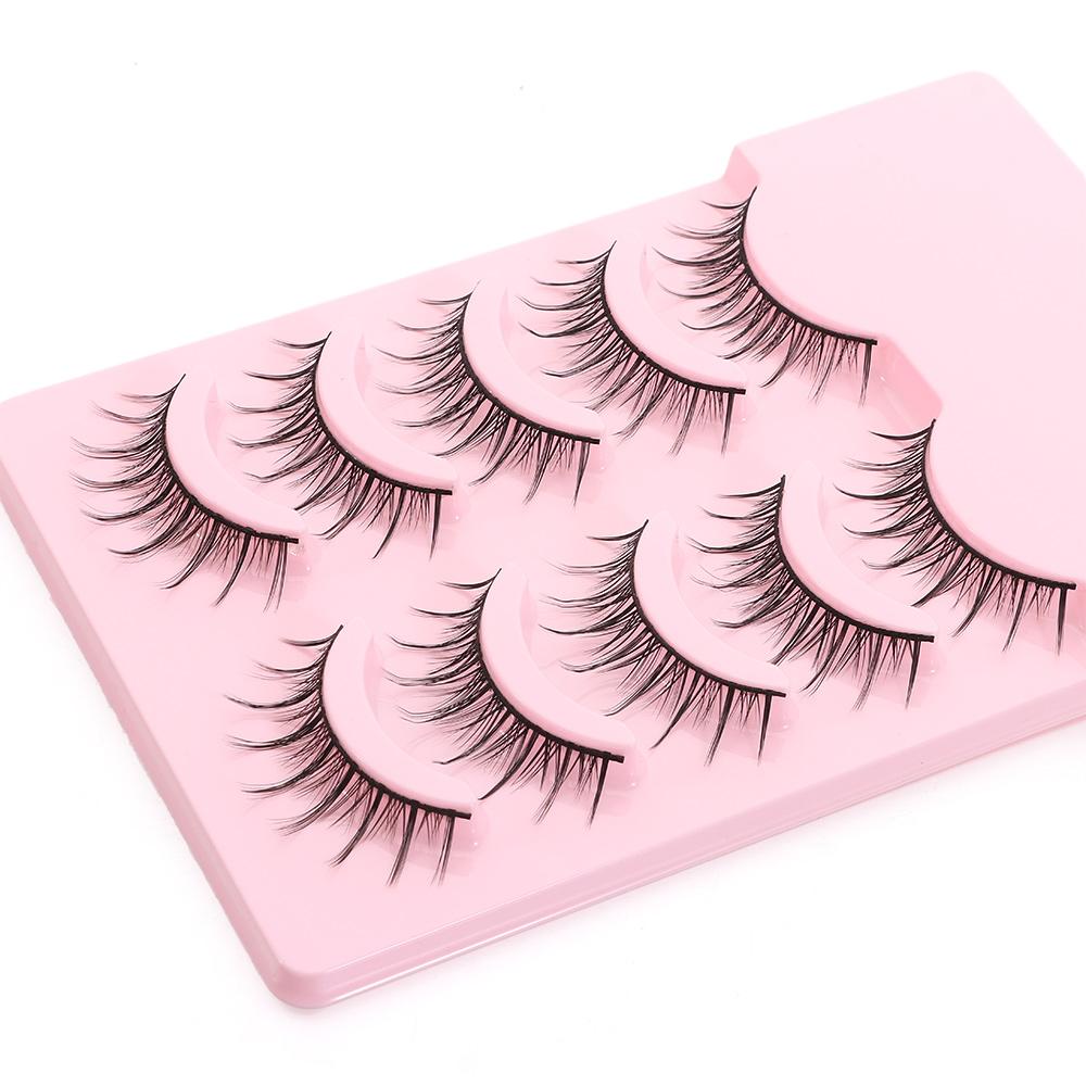 5 Pairs Flared Manga Lashes Wispy Faux Mink Lashes Hot Wet Eyelash Eye Makeup