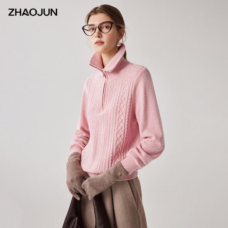 Zhaojun Women's Cashmere Half-Zip Cable Knit Sweater