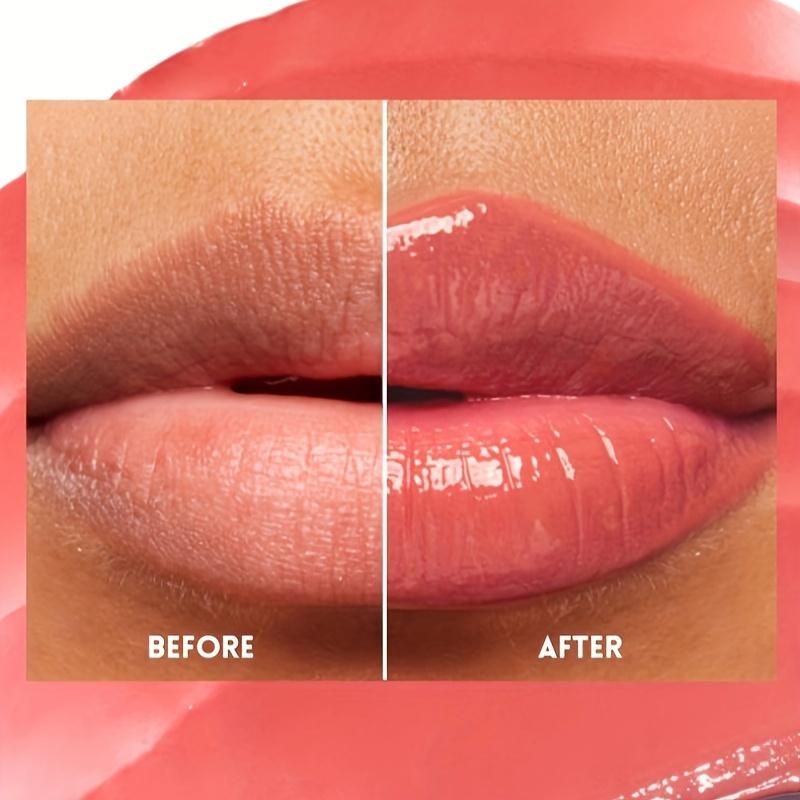 Waterproof Lipstick with Glass Mirror and Plumping Effect Non-Stick Nude Shades,Matte Lip Gloss for Plumper Looking Lips