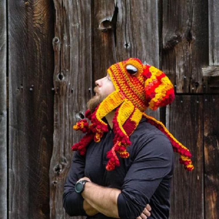 Fun Octopus Knit Gradient Beanie Hat Halloween Costume Cover Cap for Men Women