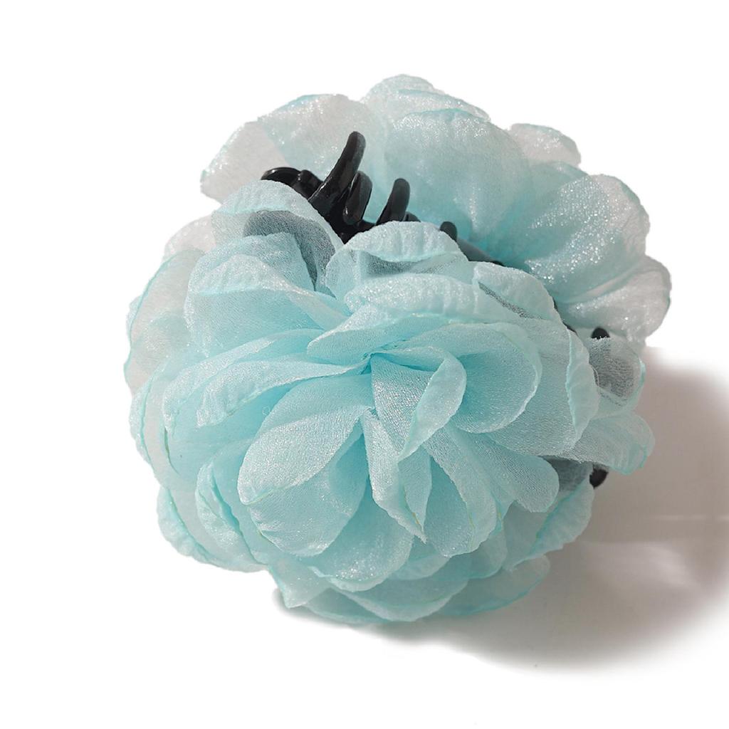 French Satin Camellia Large Hair Claw Clip - Elegant Floral Accessory