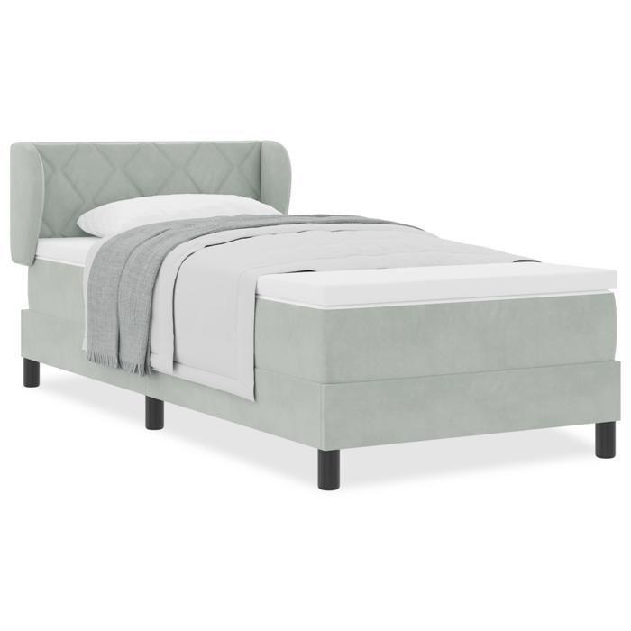Lit à ressort vidaXL avec matelas Gris clair 90x190 cm Velours 3340418